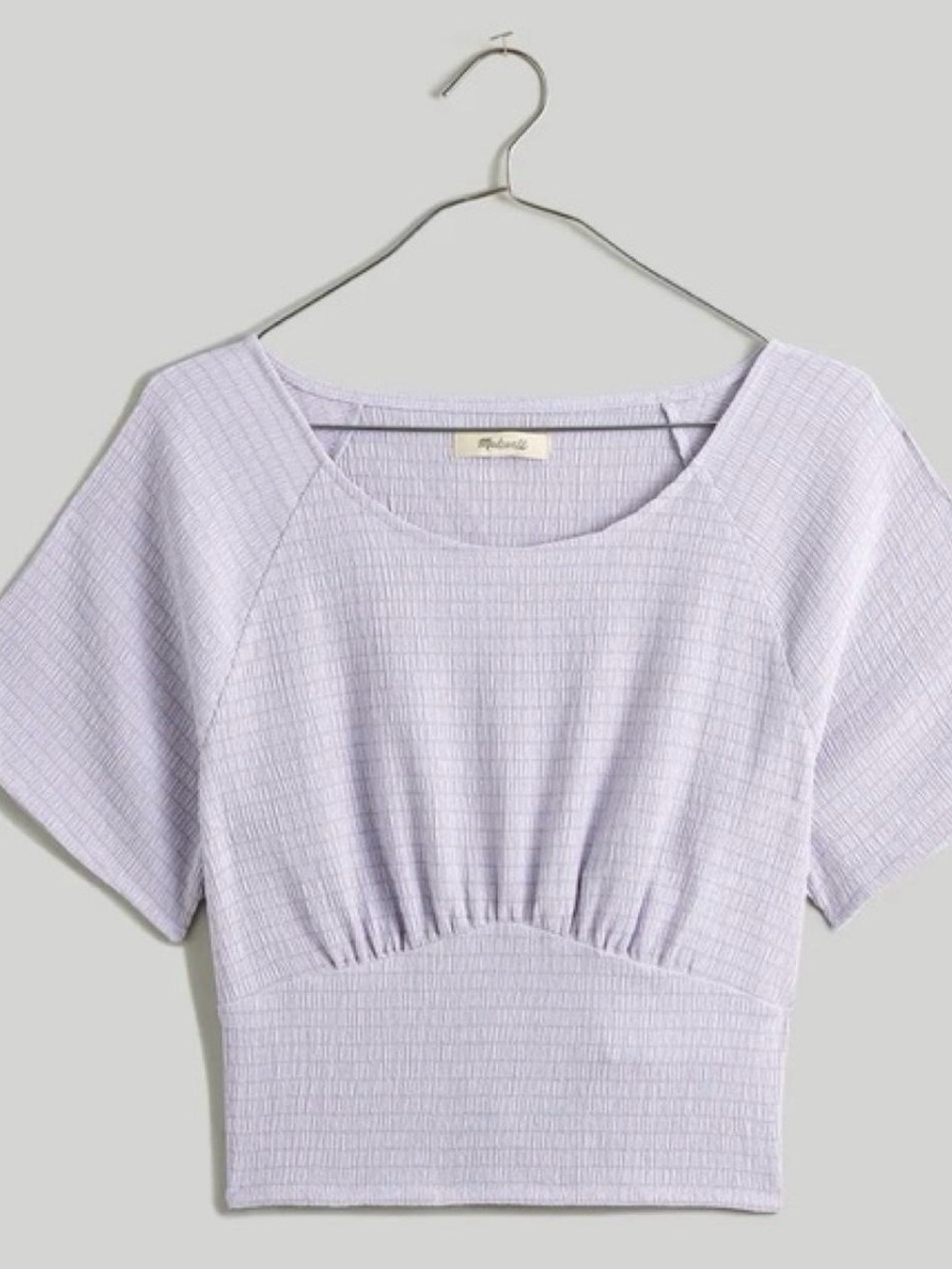 Madewell Lavender Smocked Crop Top